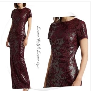 NWT Ralph Lauren Cocktail Sequin Column Maxi Dress Sz 2